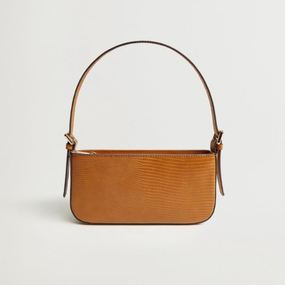 MANGO Croc-effect Baguette Bag
